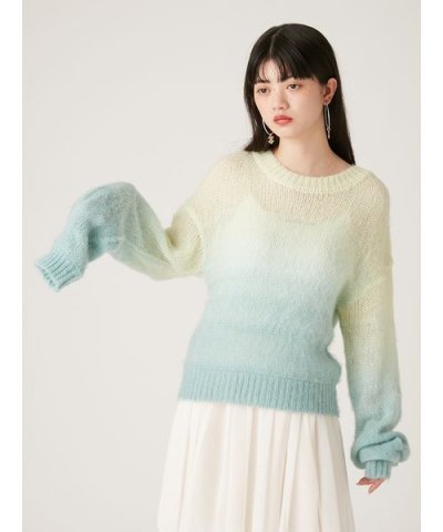 グラデーションモヘアニットトップス