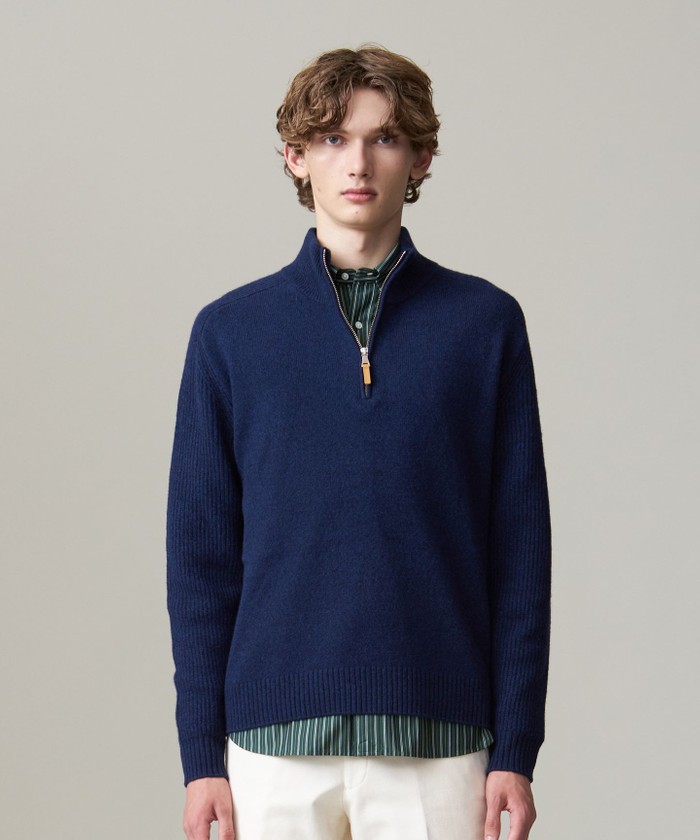 Cash Lamb's Wool】ハーフジップニット(507619566)｜HANKYU MEN'S