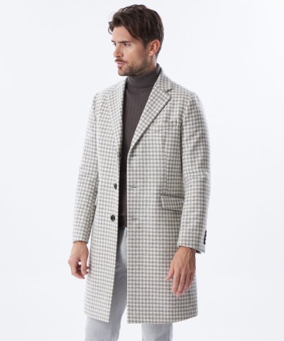 千鳥ジャカードチェスターコート