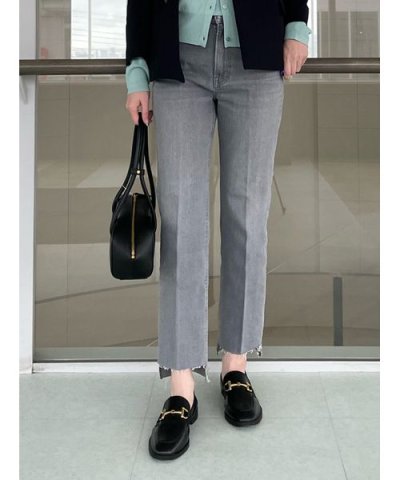 裾段差テーパードデニムパンツ