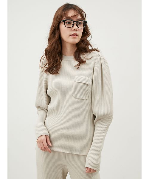 ADEAM ミントグリーン パフスリーブ ニット 新品 美品 フラップデザインパフスリーブニット(507641024)｜阪急百貨店