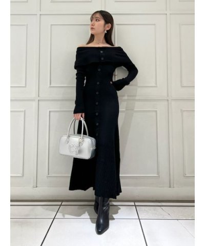 【WEB限定サイズあり】オフショルボタンニットワンピース