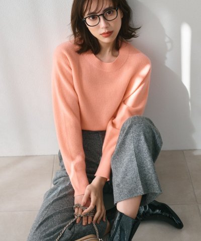 【洗える】ウールカシミヤ クルーネック ニット