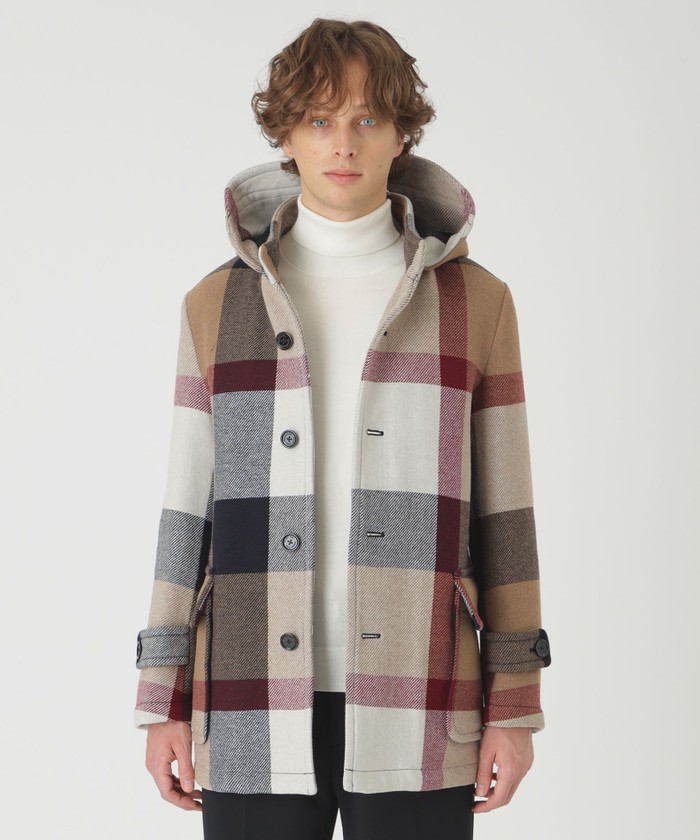 MORGANTI クレストブリッジチェックフーデッドコート blue label 店舗限定】MORGANTI クレストブリッジチェックフーデッドコート