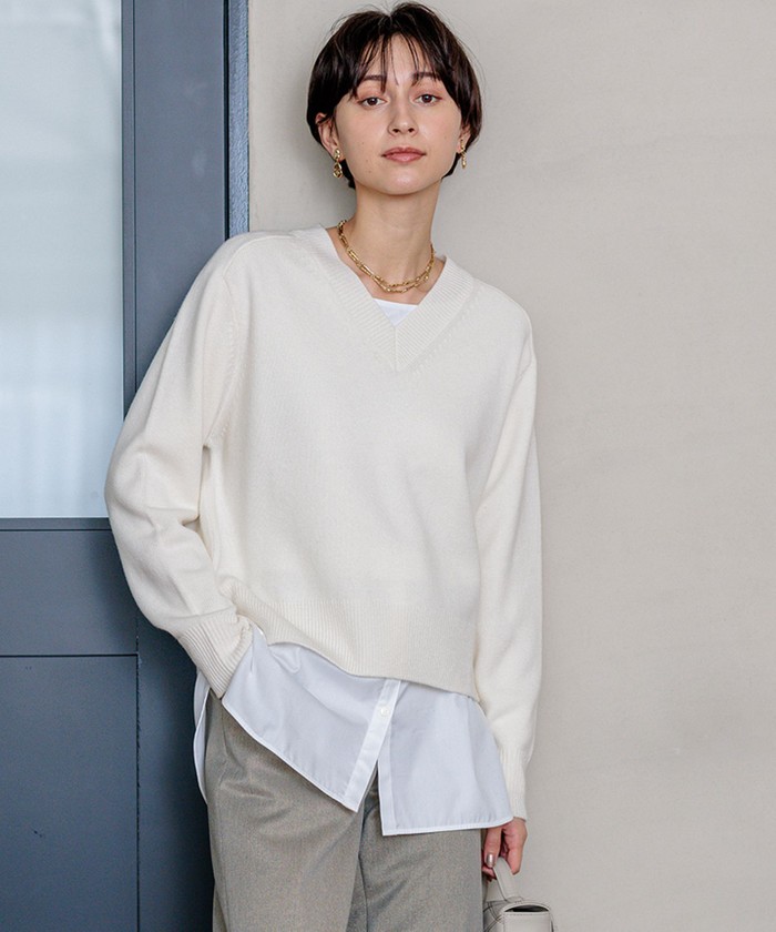 【美品】23区 Vネック ニット ホワイト 白 楽天市場】Vネック（ブランド23区）（ニット・セーター