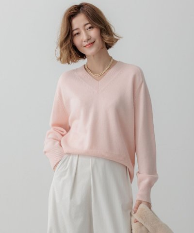 【Oggi2月号掲載/洗える】ウールカシミヤ Vネック ニット
