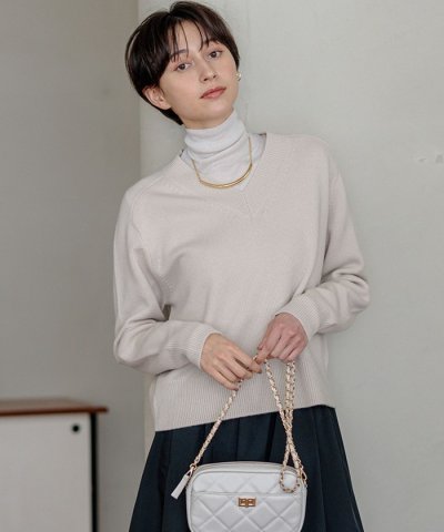 【Oggi2月号掲載/洗える】ウールカシミヤ Vネック ニット