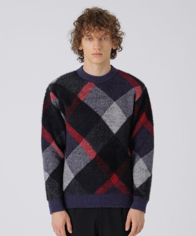 ビッグスケールバイアスチェックニット