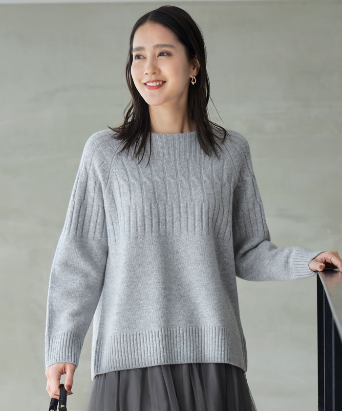 ニット セーター ウールカシミヤブレンドケーブル ニット レディース 自由区 ニット セーター ウールカシミヤブレンドケーブル