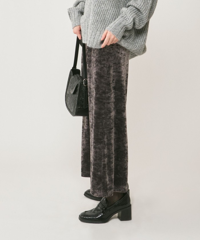 GRACECONTINENTAL クラッシュベロアロングスカート チャコール 36