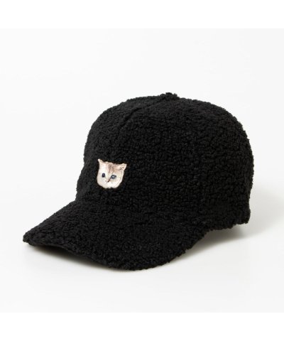ボアキャップ ヌネット ワンポイント 猫ワッペン UVカット ギフト