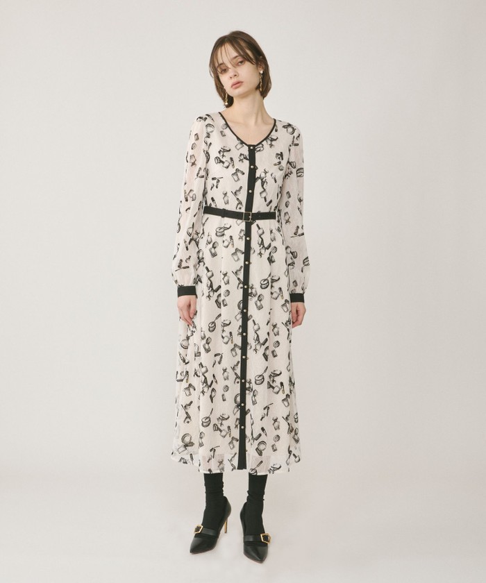 GRACECONTINENTAL コスメフロッキープリントワンピース キナリ 36 GRACECONTINENTAL コスメフロッキープリントワンピース キナリ 36