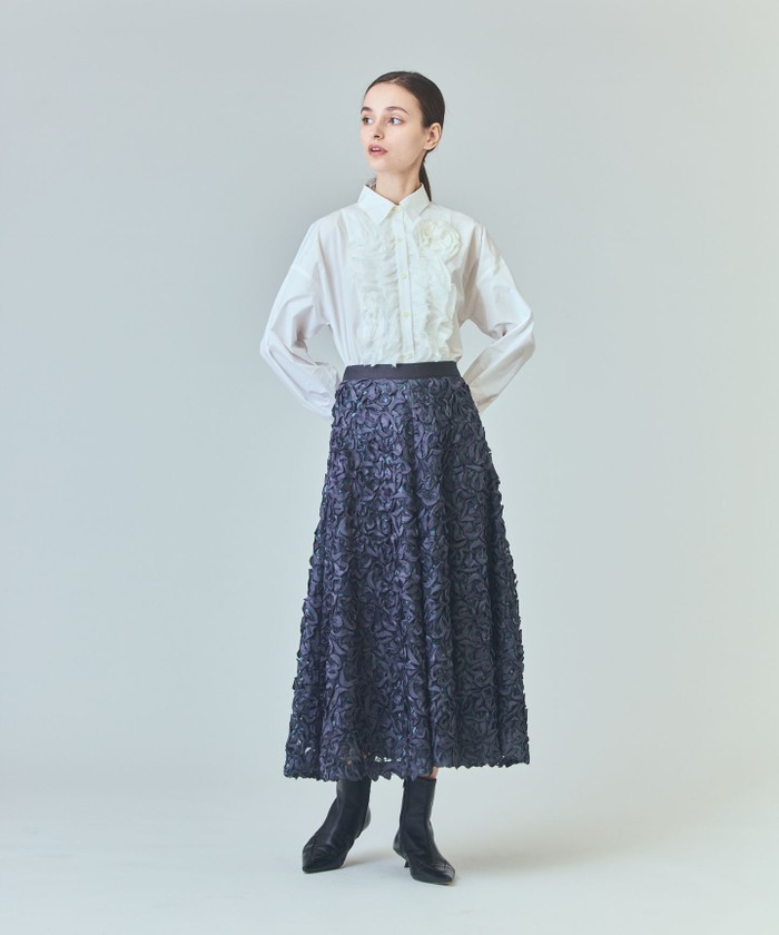 GRACE CONTINENTAL エンボスフレアスカート グレースコンチネンタルエンボスフレアスカート