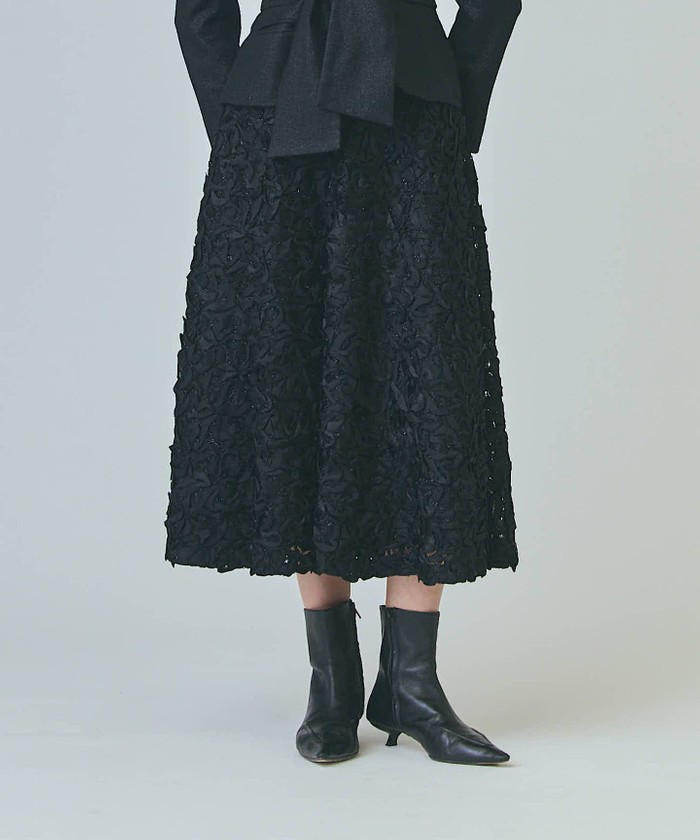 GRACECONTINENTAL テープ刺繍レーススカート ブラック 38 GRACECONTINENTAL テープ刺繍レーススカート ブラック 38