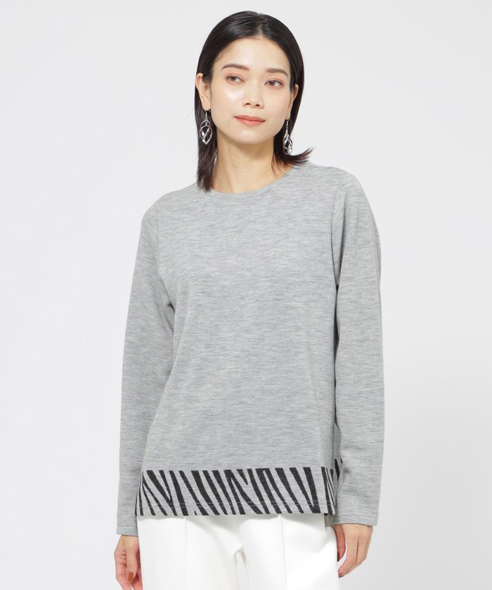 tシャツ ウールジャカードプルオーバーカットソー レディース ウールジャカードプルオーバーカットソー(507723394)｜阪急