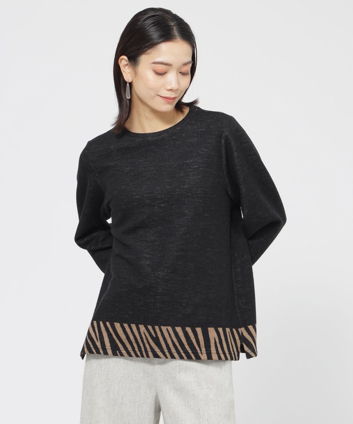 tシャツ ウールジャカードプルオーバーカットソー レディース ウールジャカードプルオーバーカットソー(507723394)｜阪急