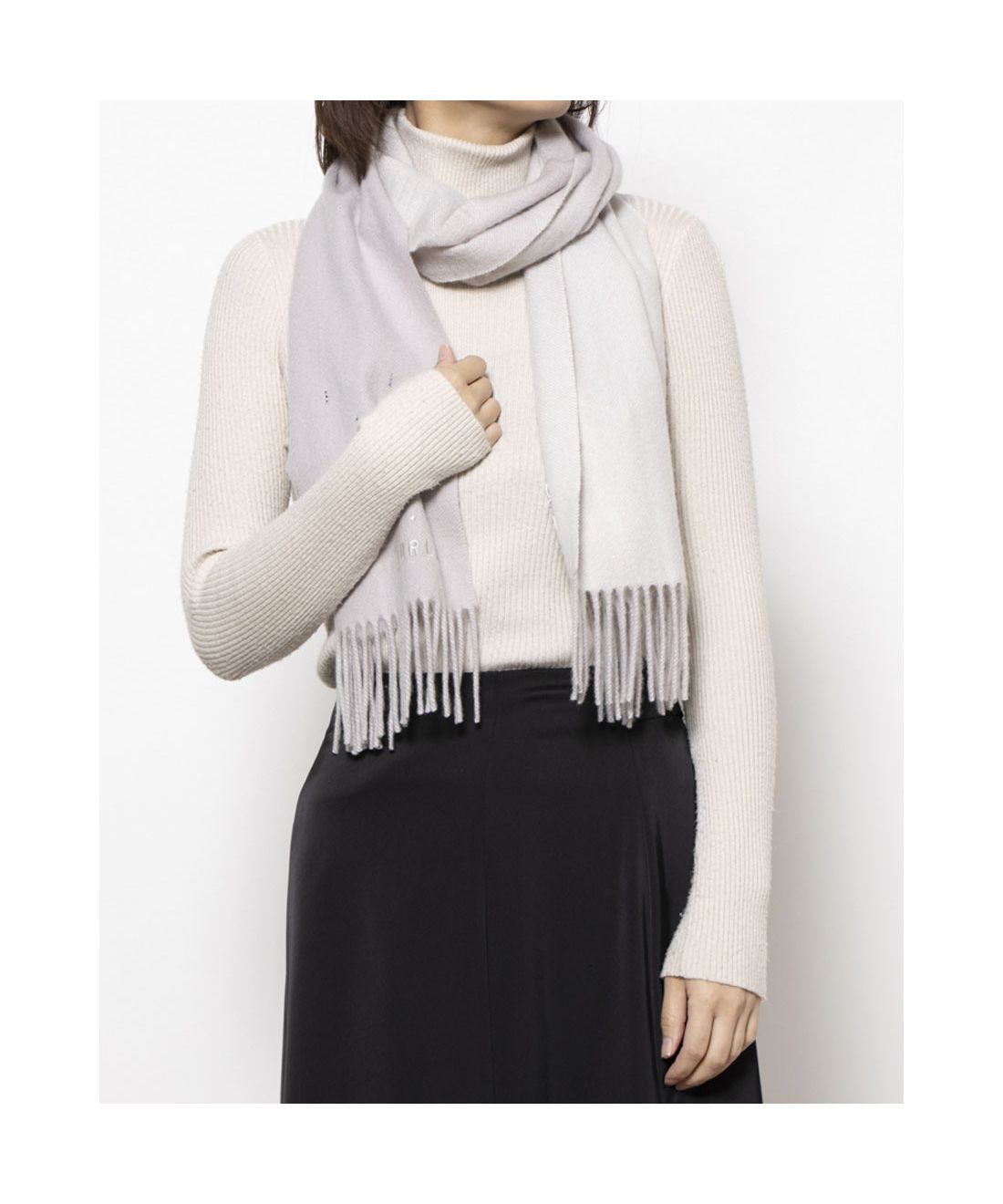 カシミヤ波付 ラメチェックラインストーンマフラー／30cm幅(506865676