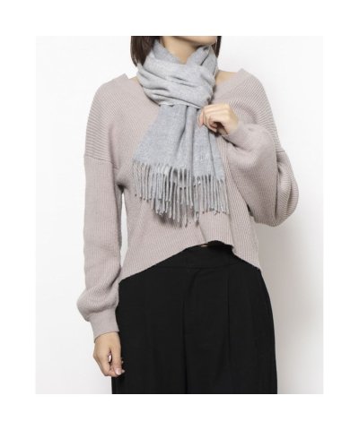 カシミヤ波付 ラメチェックラインストーンマフラー／30cm幅