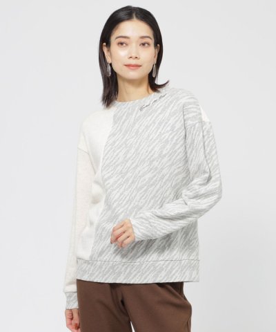 【ウォッシャブル】ゼブラジャカードコンビプルオーバーカットソー