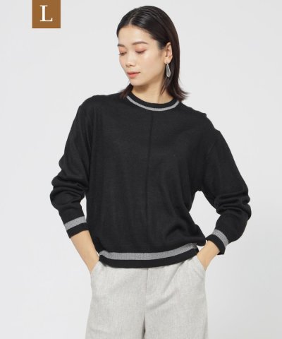 【L】【コートインでも映える】【ウォッシャブル】グリッターラインニットプルオーバ