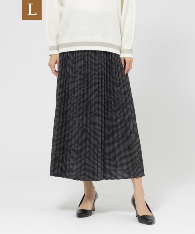 【L】【ウォッシャブル】ゼブラプリントアコーディオンプリーツスカート