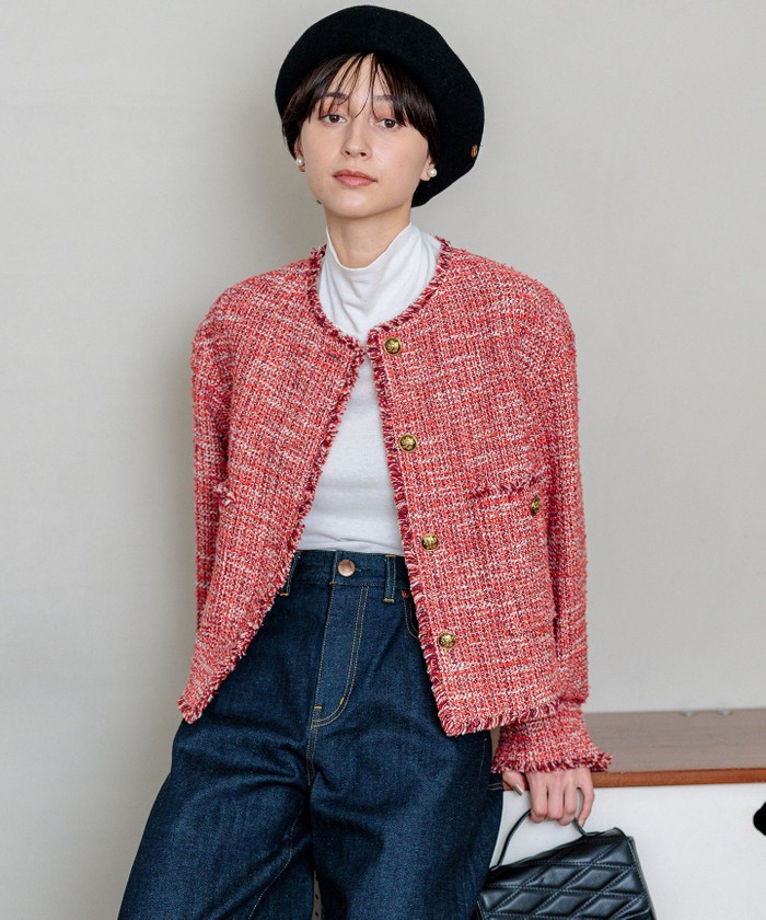 滝沢眞規子さん着用】GIOLICA ボタン ツイード ジャケット(507726212
