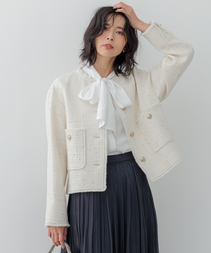 滝沢眞規子さん着用】GIOLICA ボタン ツイード ジャケット(507726212