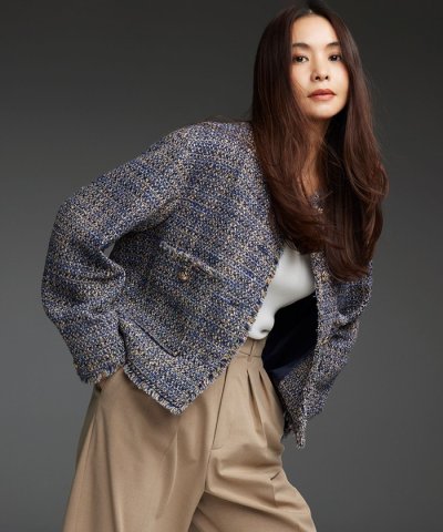 【滝沢眞規子さん着用】GIOLICA ボタン ツイード ジャケット