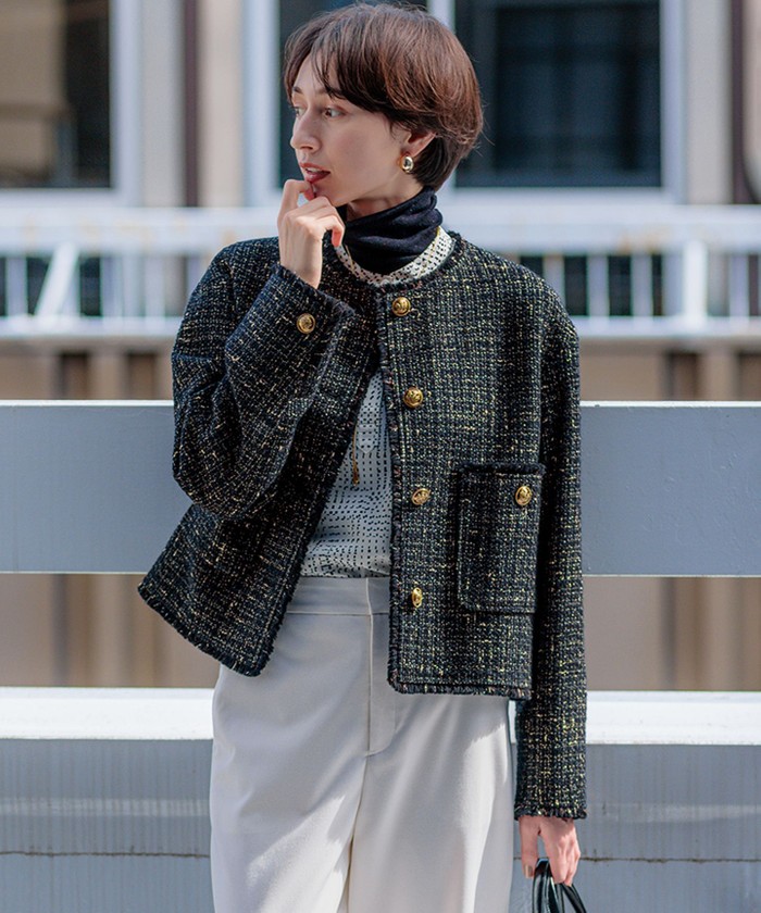 STONEWOLD（ストーンウォルド）ハリスツイードジャケット限定 コールテン衿 滝沢眞規子さん着用】GIOLICA ボタン ツイード ジャケット(507726216