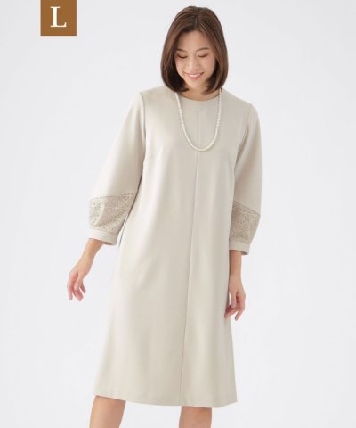 【L】【ウォッシャブル】ジョーゼットジャージワンピース
