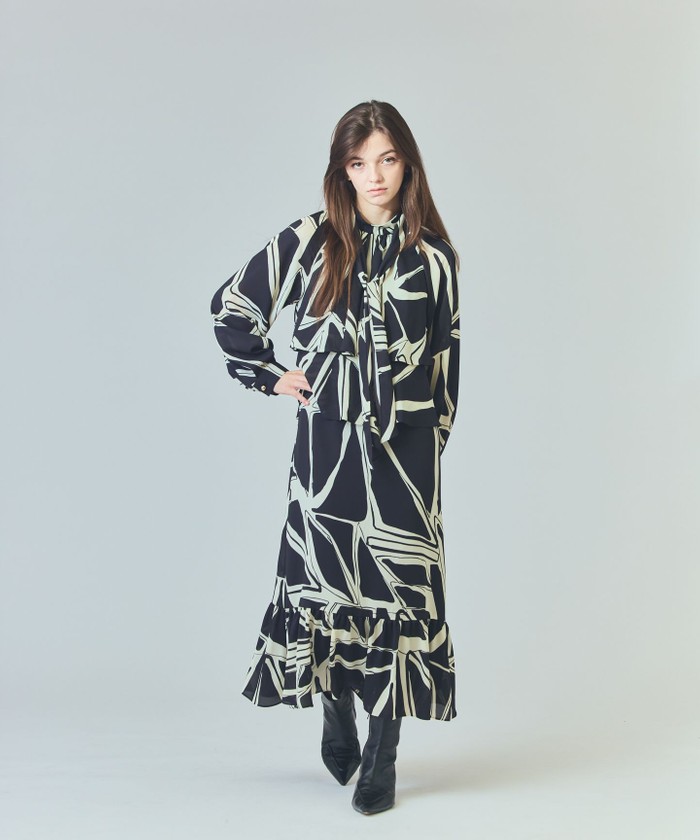 GRACECONTINENTAL キカラッフルレイヤードワンピース ブラック 36 GRACECONTINENTAL キカラッフルレイヤードワンピース ブラック 36