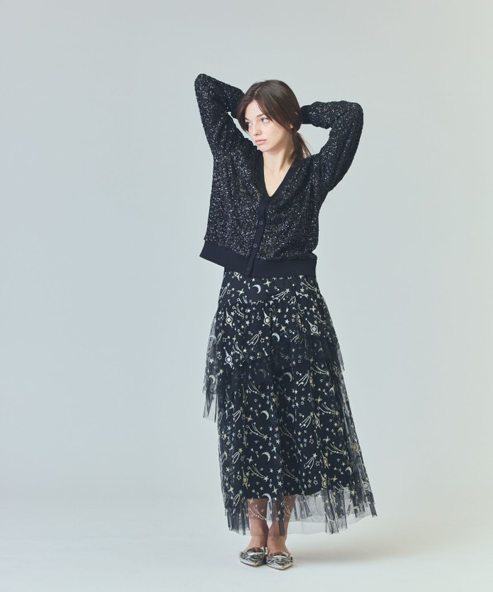 GRACECONTINENTAL スペースembチュールスカート ブラック 38 GRACECONTINENTAL スペースembチュールスカート ブラック 38