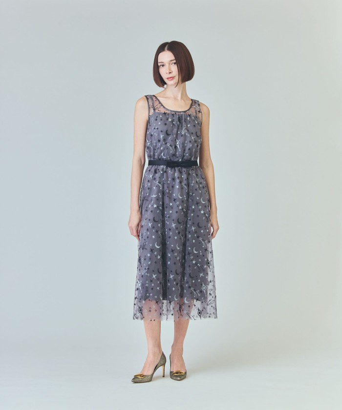 GRACECONTINENTAL スペースembチュールドレス グレー 36 GRACECONTINENTAL スペースembチュールドレス グレー 36