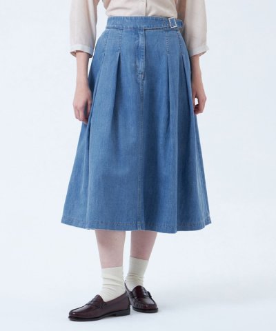 コットンリネンデニムグルカスカート