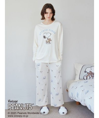 【PEANUTS】SNOOPY×BEAR 総柄ロングパンツ