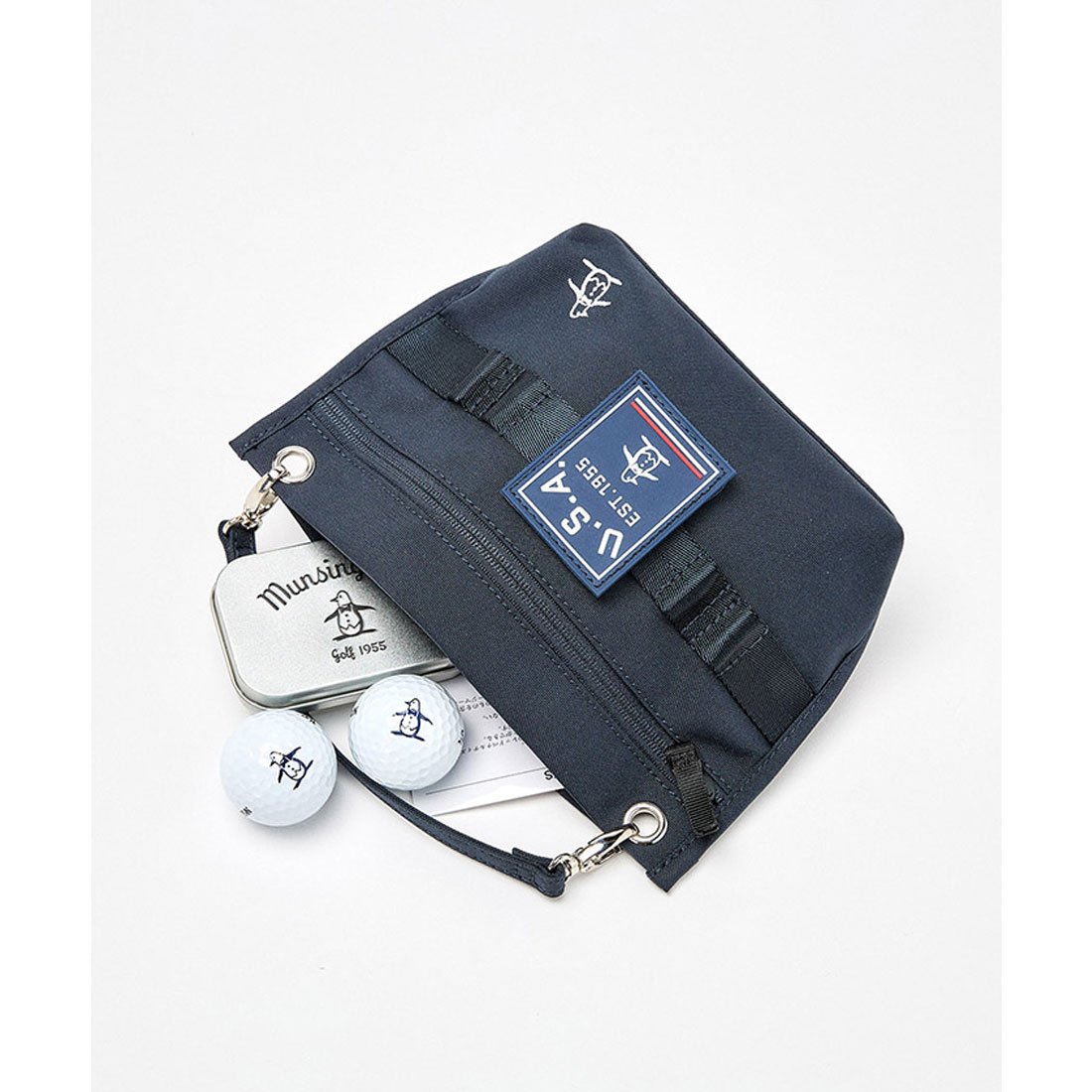 Munsingwear(ings) マンシングウェア Munsingwear シングルハンドルミニポーチ ネイビー F Munsingwear(ings) マンシングウェア Munsingwear シングルハンドルミニポーチ ネイビー F