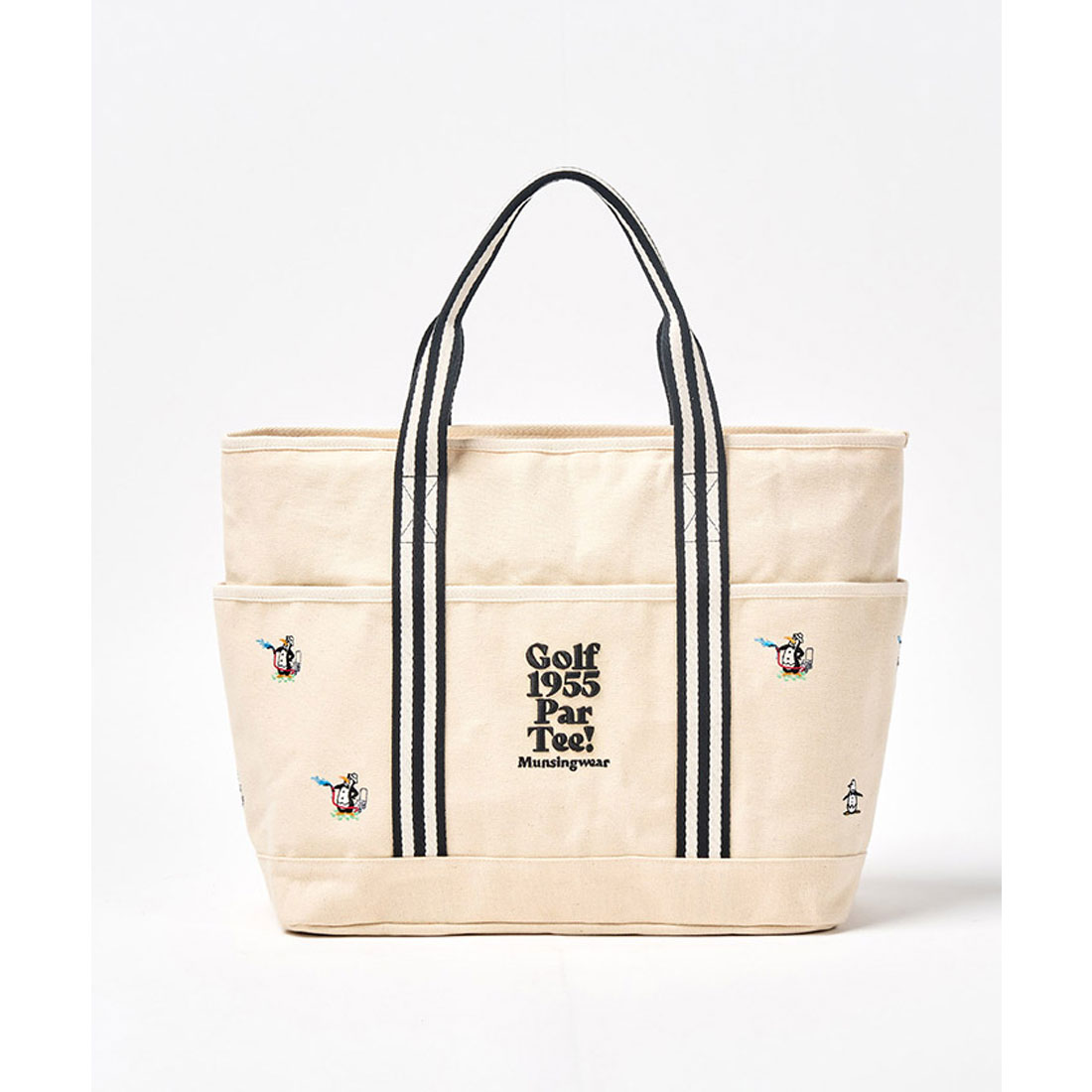 Munsingwear(ings) グリーンキーパーペンギンデザイン刺繍飛び柄トートバッグ ホワイト F Munsingwear(ings) グリーンキーパーペンギンデザイン刺繍飛び柄トートバッグ ホワイト F