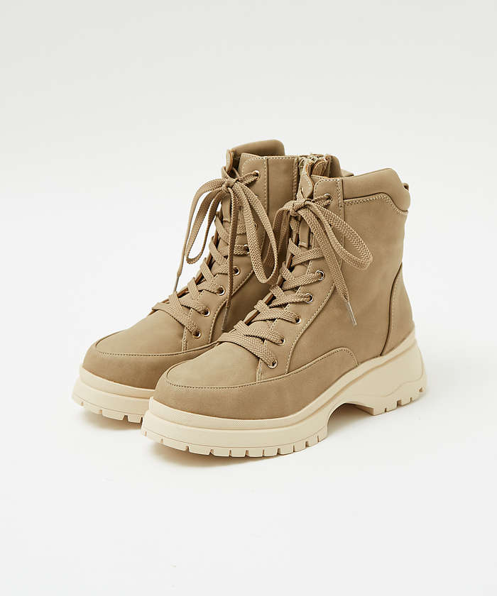 AuBANNISTER 【販売店舗限定】レースアップ厚底ブーツ グレージュ 35