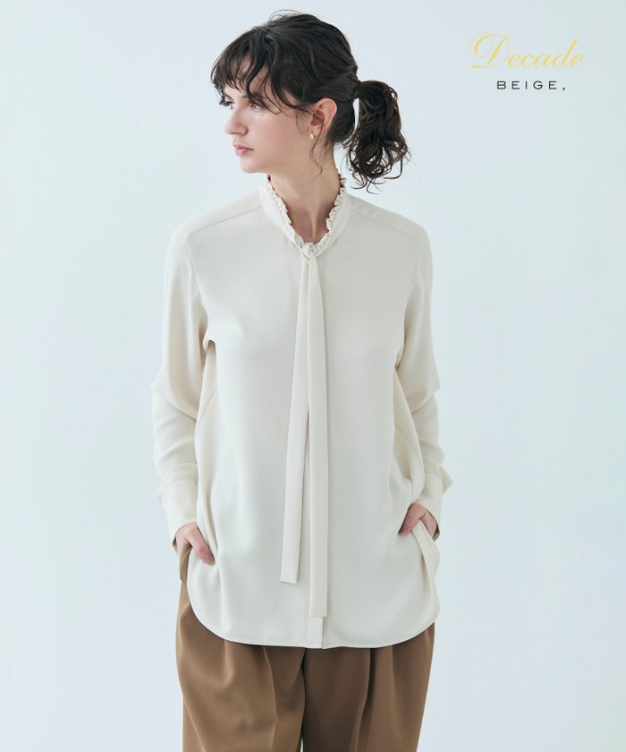 BEIGE 【洗える】EVA / ボウタイロングスリーブブラウス SHEERORANGE 32 BEIGE 【洗える】EVA / ボウタイロングスリーブブラウス SHEERORANGE 32