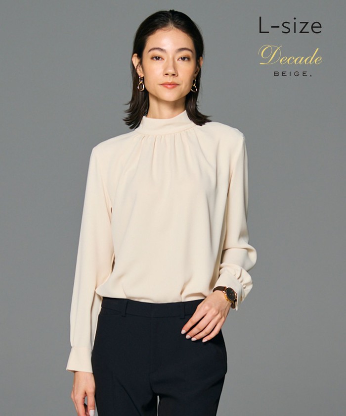 BEIGE 【洗える・L−size】EVA / ハイネックロングスリーブブラウス SHEERORANGE 8 BEIGE 【洗える・L−size】EVA / ハイネックロングスリーブブラウス SHEERORANGE 8