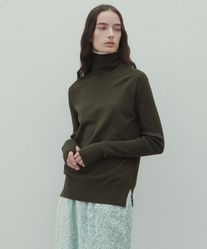 BEIGE 【洗える】WILLOW / サムホールハイネックニット KHAKI 32 BEIGE 【洗える】WILLOW / サムホールハイネックニット KHAKI 32