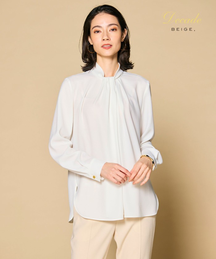 BEIGE 【洗える】ANITA / ロングスリーブタックブラウス WHITE 4