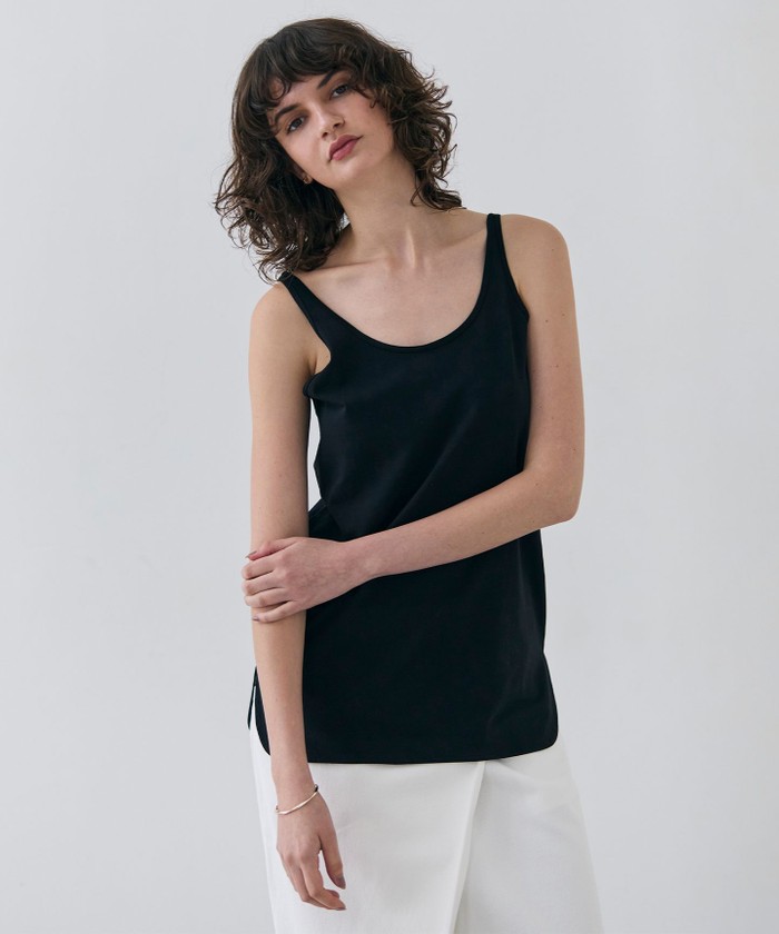 BEIGE 【洗える】BROIS / コットンシャツテールタンクトップ BLACK 32 BEIGE 【洗える】BROIS / コットンシャツテールタンクトップ BLACK 32