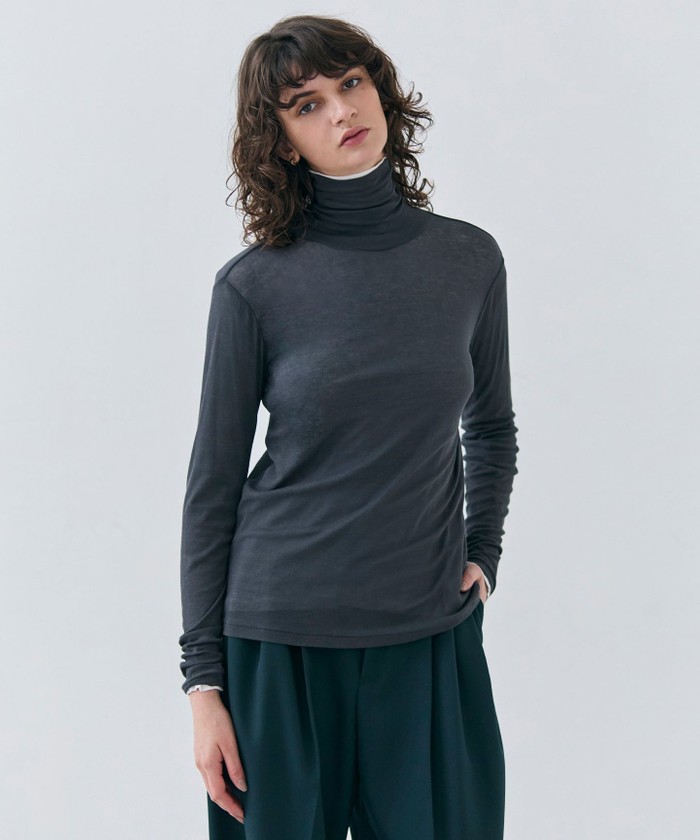 BEIGE 【洗える】SORE / コットンシアーハイネックカットソー SLATE 32