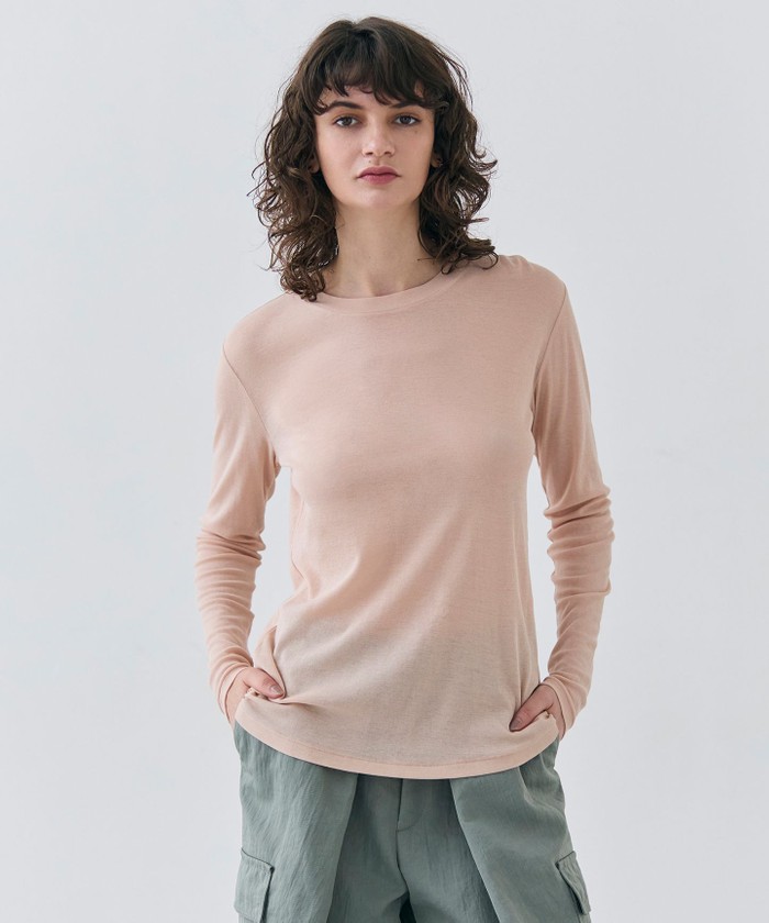BEIGE 【洗える】SORE / コットンシアークルーネックカットソー NUDE 32 BEIGE 【洗える】SORE / コットンシアークルーネックカットソー NUDE 32