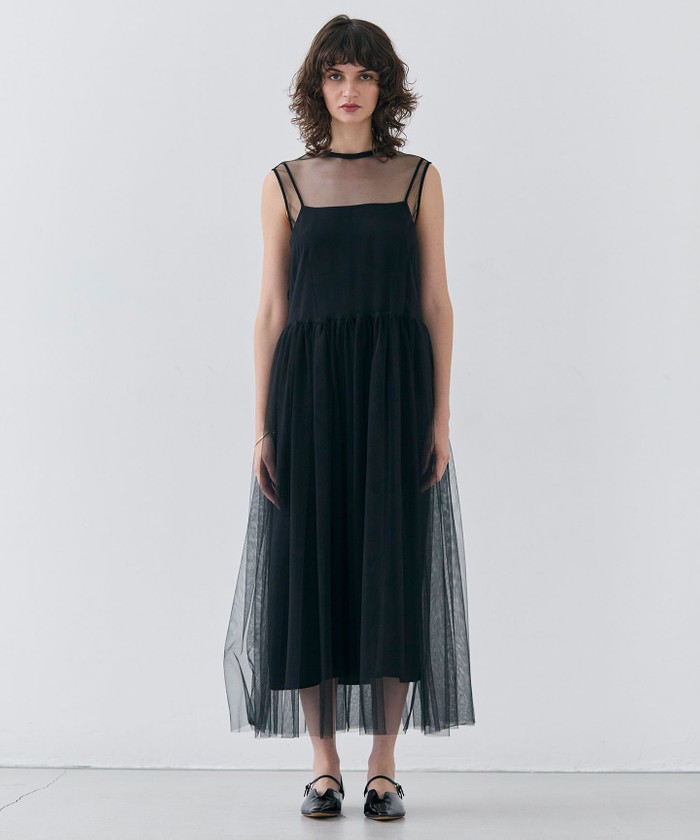 BEIGE 【洗える・GISELe 4月号掲載】KALMIA / ノースリーブチュールドレス BLACK 4 BEIGE 【洗える・GISELe 4月号掲載】KALMIA / ノースリーブチュールドレス BLACK 4