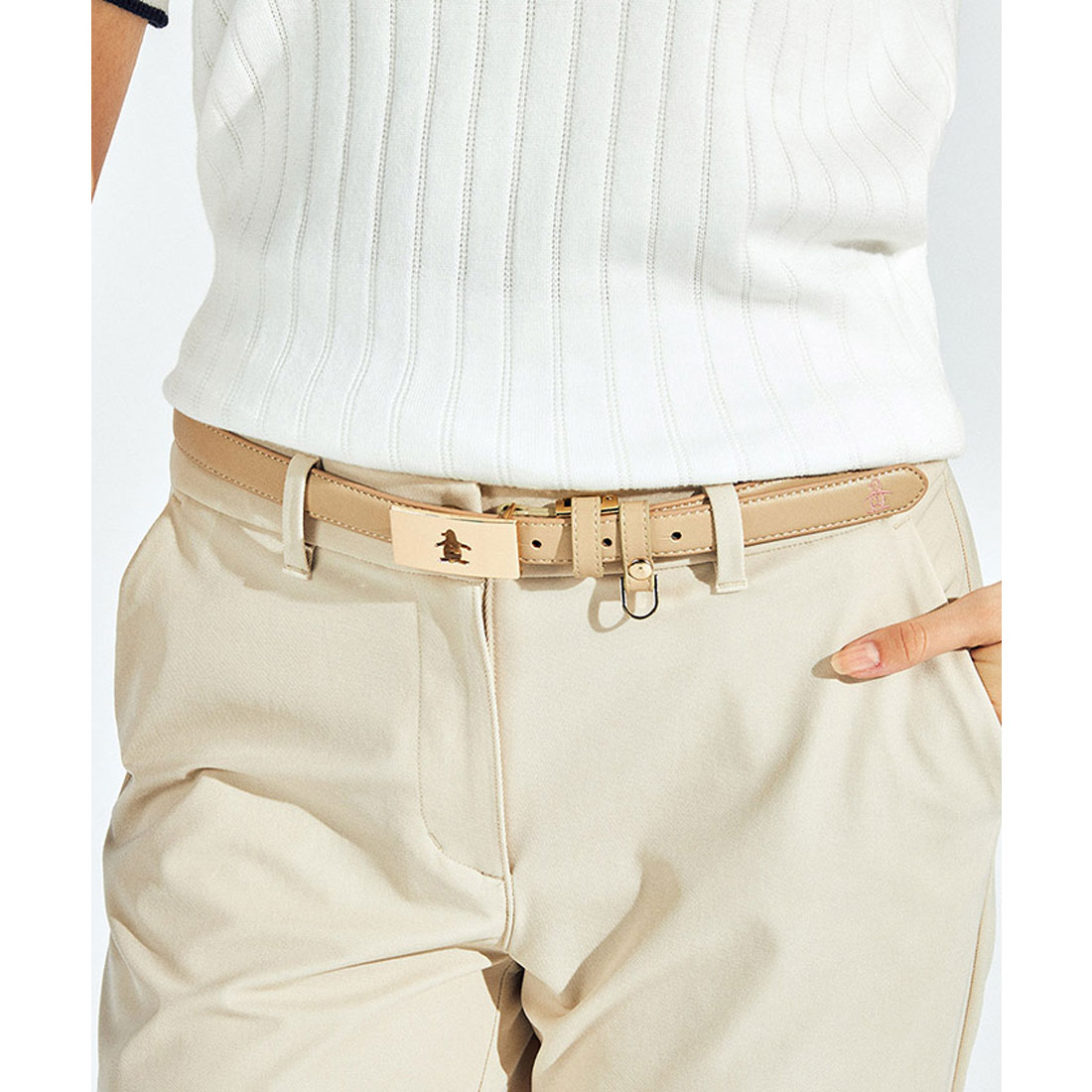Munsingwear(ings) ペンギン型パンチング スキニーベルト ベージュ F Munsingwear(ings) ペンギン型パンチング スキニーベルト ベージュ F