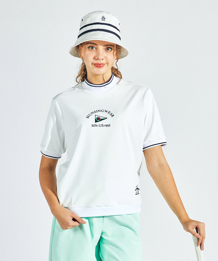 Munsingwear(ings) マンシングウェア Munsingwear Sunscreen NIR 裾リブ付き ホワイト LL Munsingwear(ings) マンシングウェア Munsingwear Sunscreen NIR 裾リブ付き ホワイト LL