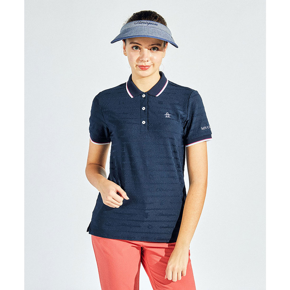 Munsingwear(ings) マンシングウェア Munsingwear 地柄ジャカード半袖ポロシャツ ネイビー LL Munsingwear(ings) マンシングウェア Munsingwear 地柄ジャカード半袖ポロシャツ ネイビー LL