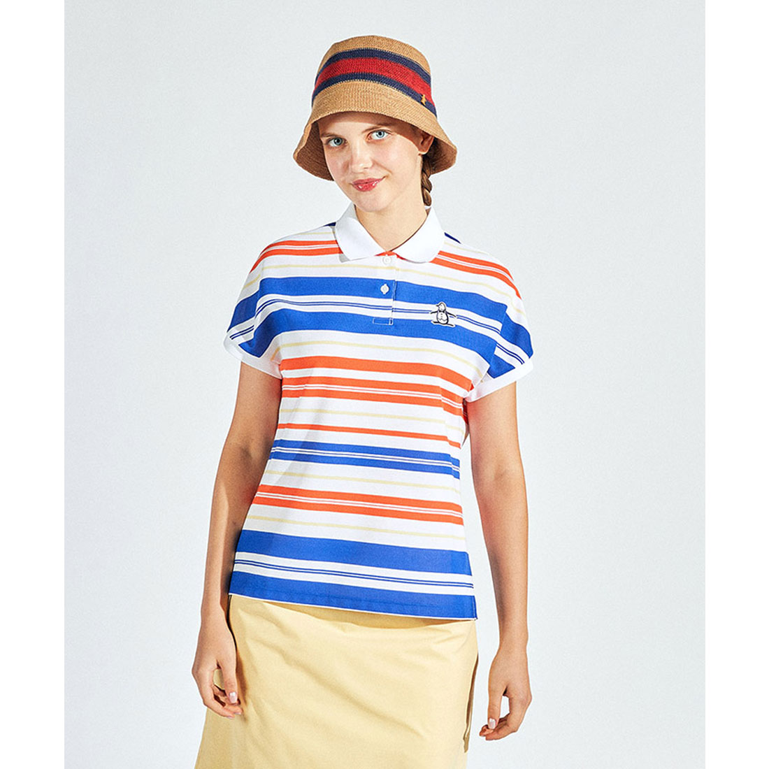 Munsingwear(ings) マンシングウェア Munsingwear ストレッチ マナード先染めパネルボーダ ブルー L Munsingwear(ings) マンシングウェア Munsingwear ストレッチ マナード先染めパネルボーダ ブルー L